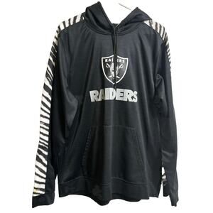 NFL Raiders Men’s Size L Black Hoodie Team Apparel Football Fan Zebra Striped